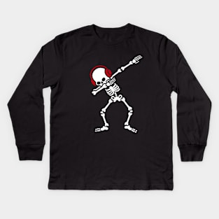 Skelton Dab Dabben Headphones Music Kids Long Sleeve T-Shirt